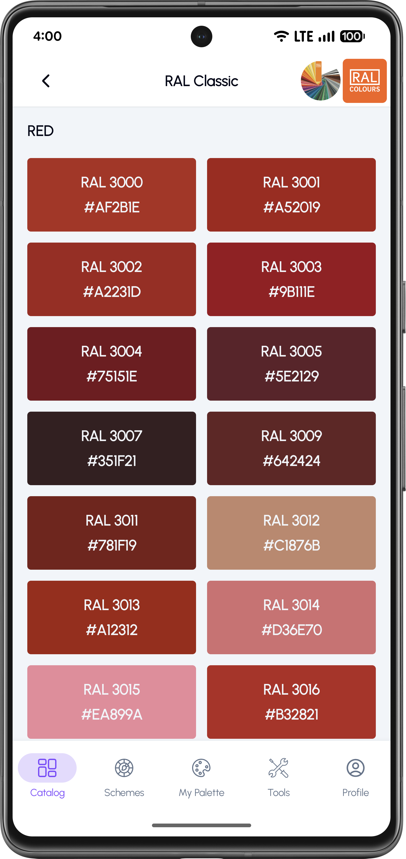 Select a standard color